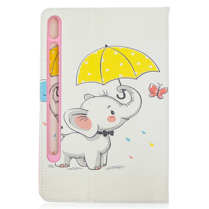 For Samsung Galaxy Tab S8 / Galaxy Tab S7 T870 Colored Drawing Pattern Horizontal Flip Leather Case with Holder & Card Slots & Wallet(Umbrella Elephant) by buy2fix