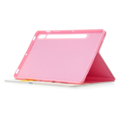 For Samsung Galaxy Tab S8 / Galaxy Tab S7 T870 Colored Drawing Pattern Horizontal Flip Leather Case with Holder & Card Slots & Wallet(Umbrella Elephant) by buy2fix