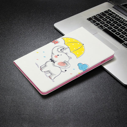 For Samsung Galaxy Tab S8 / Galaxy Tab S7 T870 Colored Drawing Pattern Horizontal Flip Leather Case with Holder & Card Slots & Wallet(Umbrella Elephant) by buy2fix