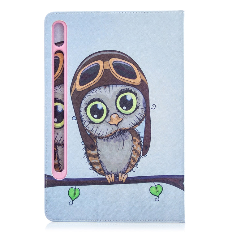 For Samsung Galaxy Tab S8 / Galaxy Tab S7 T870 Colored Drawing Pattern Horizontal Flip Leather Case with Holder & Card Slots & Wallet(Owl) by buy2fix
