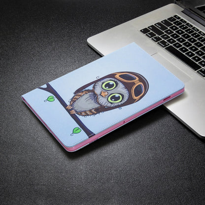 For Samsung Galaxy Tab S8 / Galaxy Tab S7 T870 Colored Drawing Pattern Horizontal Flip Leather Case with Holder & Card Slots & Wallet(Owl) by buy2fix