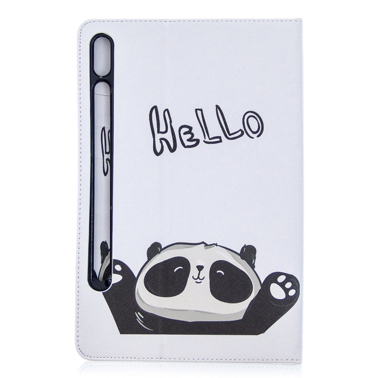 For Samsung Galaxy Tab S8 / Galaxy Tab S7 T870 Colored Drawing Pattern Horizontal Flip Leather Case with Holder & Card Slots & Wallet(Hello Panda) by buy2fix
