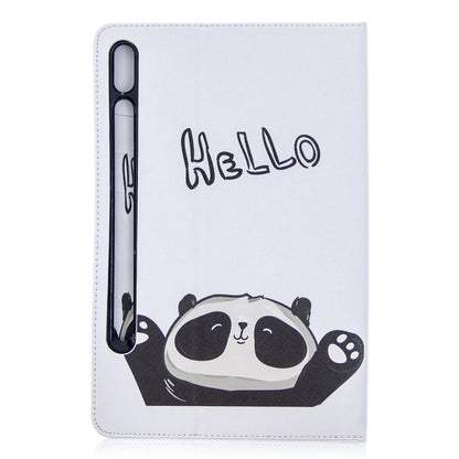 For Samsung Galaxy Tab S8 / Galaxy Tab S7 T870 Colored Drawing Pattern Horizontal Flip Leather Case with Holder & Card Slots & Wallet(Hello Panda) by buy2fix