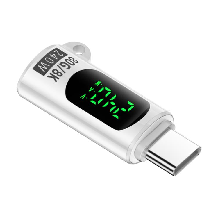 Type-C Male to Type-C Female 240W 80Gbps Adapter with Digital Display(White) - OTG Adapter by buy2fix | Online Shopping UK | buy2fix