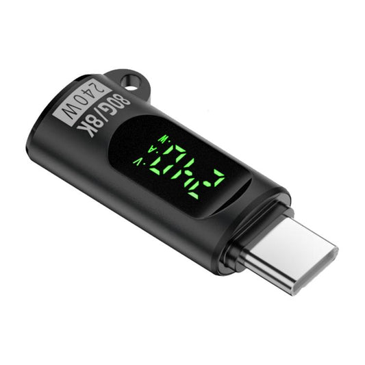 Type-C Male to Type-C Female 240W 80Gbps Adapter with Digital Display(Black) - OTG Adapter by buy2fix | Online Shopping UK | buy2fix