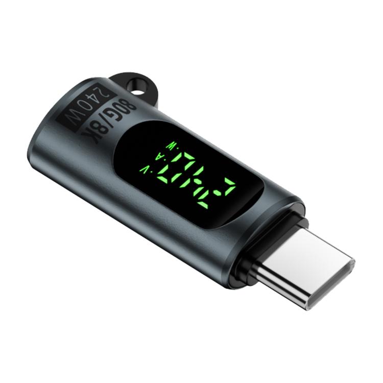 Type-C Male to Type-C Female 240W 80Gbps Adapter with Digital Display(Grey) - OTG Adapter by buy2fix | Online Shopping UK | buy2fix