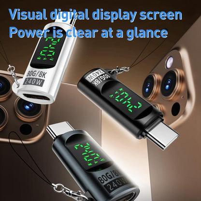 Type-C Male to Type-C Female 240W 80Gbps Adapter with Digital Display(Black) - OTG Adapter by buy2fix | Online Shopping UK | buy2fix