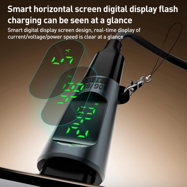 Type-C Male to Type-C Female 240W 80Gbps Adapter with Digital Display(Black) - OTG Adapter by buy2fix | Online Shopping UK | buy2fix