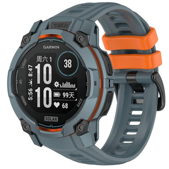 For Garmin Instinct 3 AMOLED / Solar 50mm Silicone Breathable Watch Band Wristband(Dusk Blue Orange)