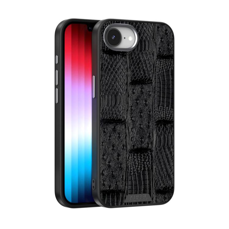 For iPhone 16e ABEEL Beast Pattern 6D Micro-Embossed MagSafe Genuine Leather Phone Case(Black) - iPhone 16e Cases by buy2fix | Online Shopping UK | buy2fix