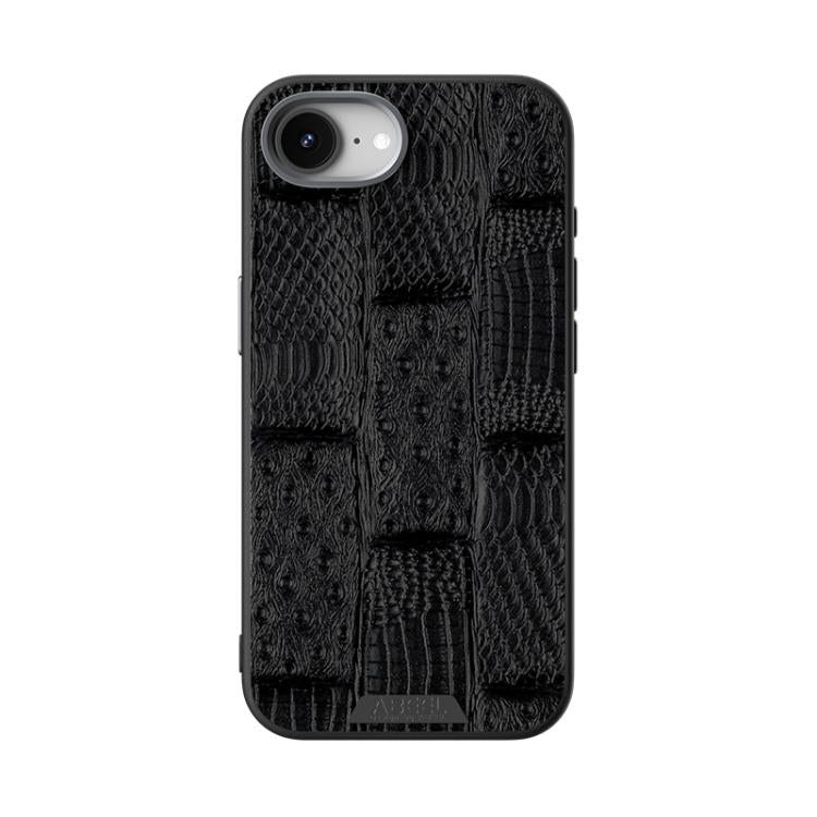 For iPhone 16e ABEEL Beast Pattern 6D Micro-Embossed MagSafe Genuine Leather Phone Case(Black) - iPhone 16e Cases by buy2fix | Online Shopping UK | buy2fix