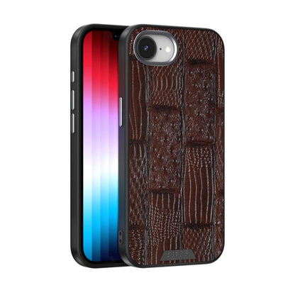 For iPhone 16e ABEEL Beast Pattern 6D Micro-Embossed MagSafe Genuine Leather Phone Case(Brown) - iPhone 16e Cases by buy2fix | Online Shopping UK | buy2fix