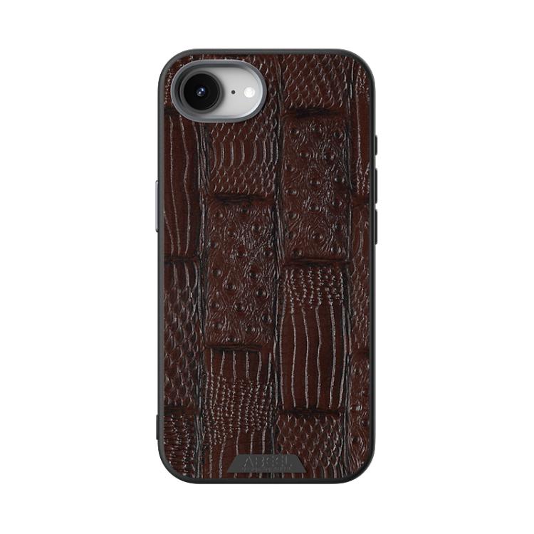 For iPhone 16e ABEEL Beast Pattern 6D Micro-Embossed MagSafe Genuine Leather Phone Case(Brown) - iPhone 16e Cases by buy2fix | Online Shopping UK | buy2fix