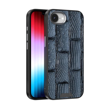 For iPhone 16e ABEEL Beast Pattern 6D Micro-Embossed MagSafe Genuine Leather Phone Case(Blue) - iPhone 16e Cases by buy2fix | Online Shopping UK | buy2fix
