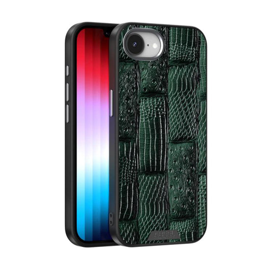 For iPhone 16e ABEEL Beast Pattern 6D Micro-Embossed MagSafe Genuine Leather Phone Case(Green) - iPhone 16e Cases by buy2fix | Online Shopping UK | buy2fix