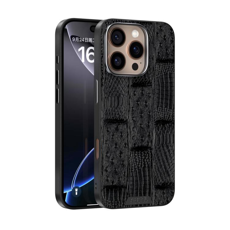 For iPhone 16 Pro Max ABEEL Beast Pattern 6D Micro-Embossed MagSafe Genuine Leather Phone Case(Black) - iPhone 16 Pro Max Cases by buy2fix | Online Shopping UK | buy2fix