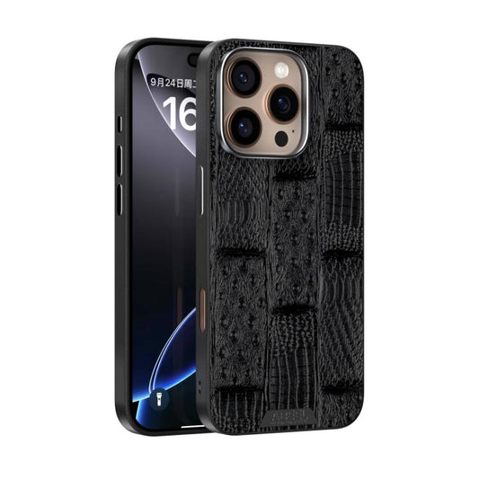 For iPhone 16 Pro Max ABEEL Beast Pattern 6D Micro-Embossed MagSafe Genuine Leather Phone Case(Black) - iPhone 16 Pro Max Cases by buy2fix | Online Shopping UK | buy2fix