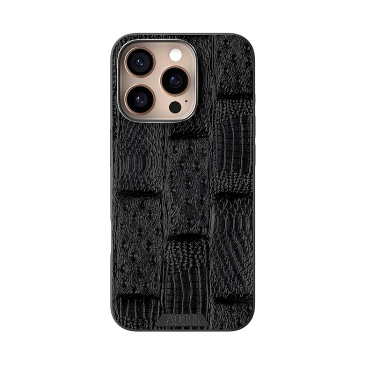For iPhone 16 Pro Max ABEEL Beast Pattern 6D Micro-Embossed MagSafe Genuine Leather Phone Case(Black) - iPhone 16 Pro Max Cases by buy2fix | Online Shopping UK | buy2fix