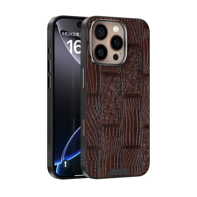 For iPhone 16 Pro Max ABEEL Beast Pattern 6D Micro-Embossed MagSafe Genuine Leather Phone Case(Brown) - iPhone 16 Pro Max Cases by buy2fix | Online Shopping UK | buy2fix
