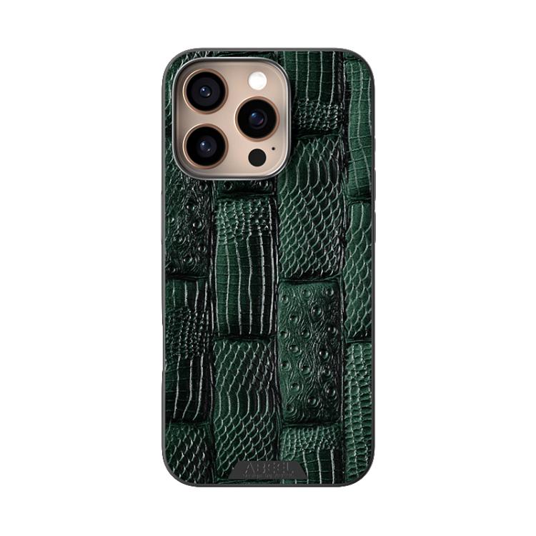 For iPhone 16 Pro Max ABEEL Beast Pattern 6D Micro-Embossed MagSafe Genuine Leather Phone Case(Green) - iPhone 16 Pro Max Cases by buy2fix | Online Shopping UK | buy2fix