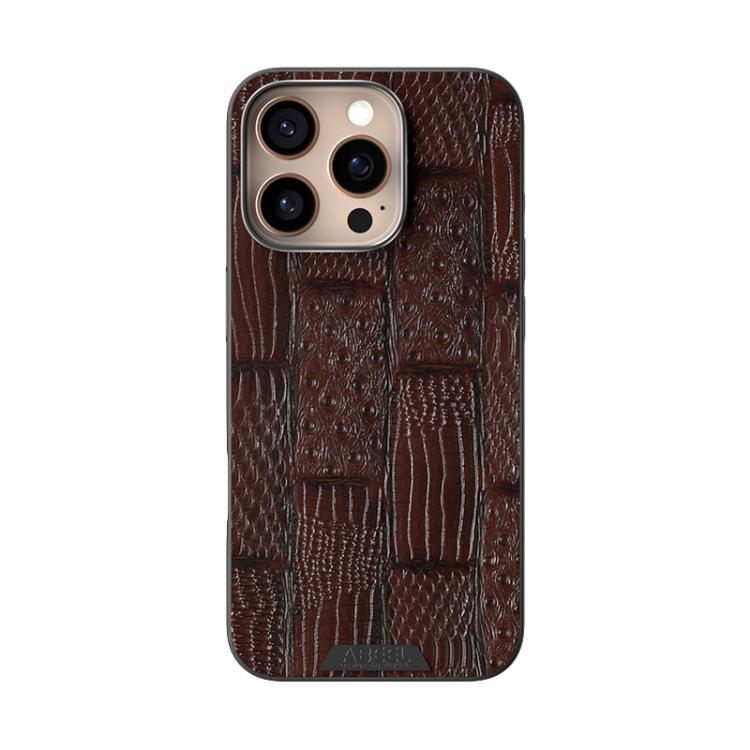 For iPhone 16 Pro ABEEL Beast Pattern 6D Micro-Embossed MagSafe Genuine Leather Phone Case(Brown) - iPhone 16 Pro Cases by buy2fix | Online Shopping UK | buy2fix