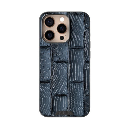 For iPhone 16 Pro ABEEL Beast Pattern 6D Micro-Embossed MagSafe Genuine Leather Phone Case(Blue) - iPhone 16 Pro Cases by buy2fix | Online Shopping UK | buy2fix