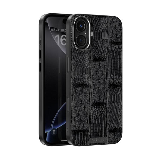 For iPhone 16 Plus ABEEL Beast Pattern 6D Micro-Embossed MagSafe Genuine Leather Phone Case(Black) - iPhone 16 Plus Cases by buy2fix | Online Shopping UK | buy2fix