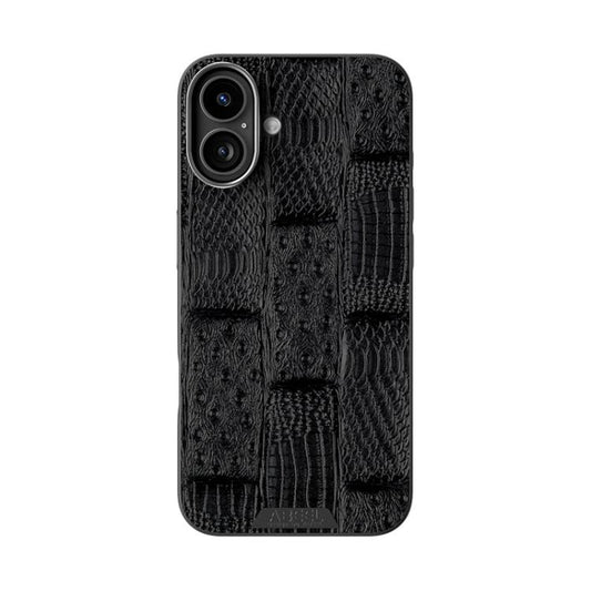 For iPhone 16 Plus ABEEL Beast Pattern 6D Micro-Embossed MagSafe Genuine Leather Phone Case(Black) - iPhone 16 Plus Cases by buy2fix | Online Shopping UK | buy2fix