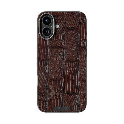 For iPhone 16 Plus ABEEL Beast Pattern 6D Micro-Embossed MagSafe Genuine Leather Phone Case(Brown) - iPhone 16 Plus Cases by buy2fix | Online Shopping UK | buy2fix