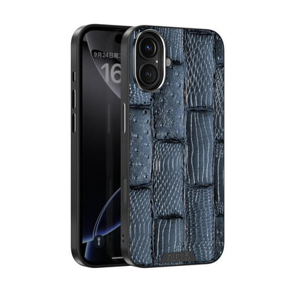 For iPhone 16 Plus ABEEL Beast Pattern 6D Micro-Embossed MagSafe Genuine Leather Phone Case(Blue) - iPhone 16 Plus Cases by buy2fix | Online Shopping UK | buy2fix