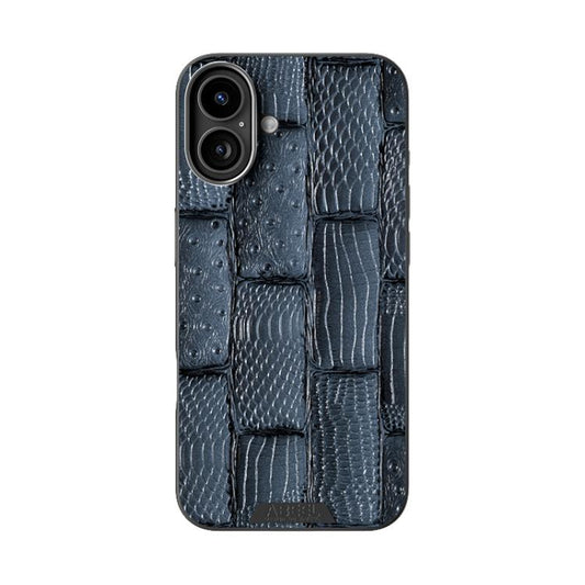 For iPhone 16 Plus ABEEL Beast Pattern 6D Micro-Embossed MagSafe Genuine Leather Phone Case(Blue) - iPhone 16 Plus Cases by buy2fix | Online Shopping UK | buy2fix