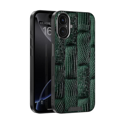 For iPhone 16 Plus ABEEL Beast Pattern 6D Micro-Embossed MagSafe Genuine Leather Phone Case(Green) - iPhone 16 Plus Cases by buy2fix | Online Shopping UK | buy2fix