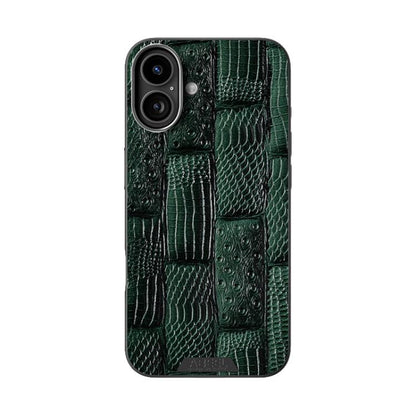 For iPhone 16 Plus ABEEL Beast Pattern 6D Micro-Embossed MagSafe Genuine Leather Phone Case(Green) - iPhone 16 Plus Cases by buy2fix | Online Shopping UK | buy2fix