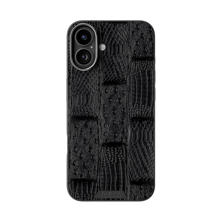 For iPhone 16 ABEEL Beast Pattern 6D Micro-Embossed MagSafe Genuine Leather Phone Case(Black) - iPhone 16 Cases by buy2fix | Online Shopping UK | buy2fix