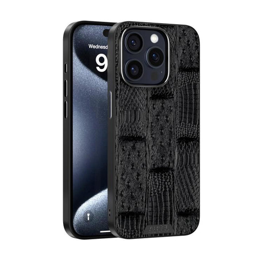 For iPhone 15 Pro ABEEL Beast Pattern 6D Micro-Embossed MagSafe Genuine Leather Phone Case(Black) - iPhone 15 Pro Cases by buy2fix | Online Shopping UK | buy2fix