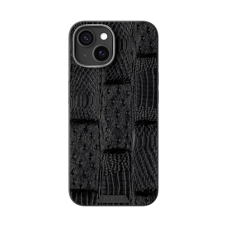 For iPhone 15 ABEEL Beast Pattern 6D Micro-Embossed MagSafe Genuine Leather Phone Case(Black) - iPhone 15 Cases by buy2fix | Online Shopping UK | buy2fix
