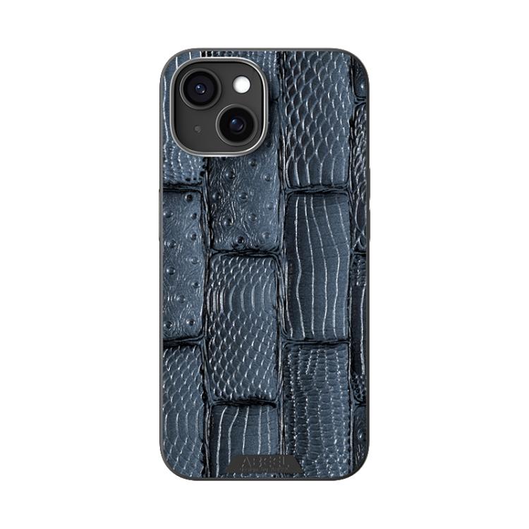 For iPhone 15 ABEEL Beast Pattern 6D Micro-Embossed MagSafe Genuine Leather Phone Case(Blue) - iPhone 15 Cases by buy2fix | Online Shopping UK | buy2fix