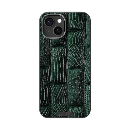For iPhone 15 ABEEL Beast Pattern 6D Micro-Embossed MagSafe Genuine Leather Phone Case(Green) - iPhone 15 Cases by buy2fix | Online Shopping UK | buy2fix