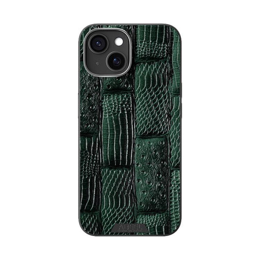 For iPhone 15 ABEEL Beast Pattern 6D Micro-Embossed MagSafe Genuine Leather Phone Case(Green) - iPhone 15 Cases by buy2fix | Online Shopping UK | buy2fix