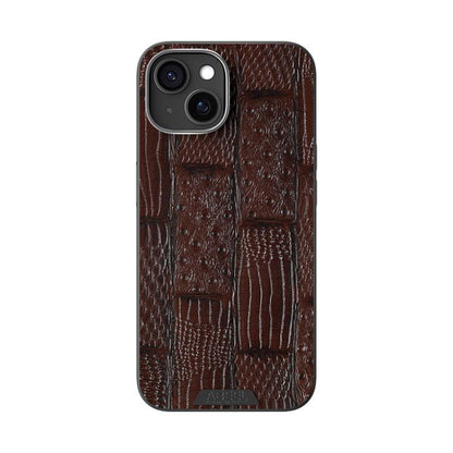 For iPhone 14 Plus ABEEL Beast Pattern 6D Micro-Embossed MagSafe Genuine Leather Phone Case(Brown) - iPhone 14 Plus Cases by buy2fix | Online Shopping UK | buy2fix