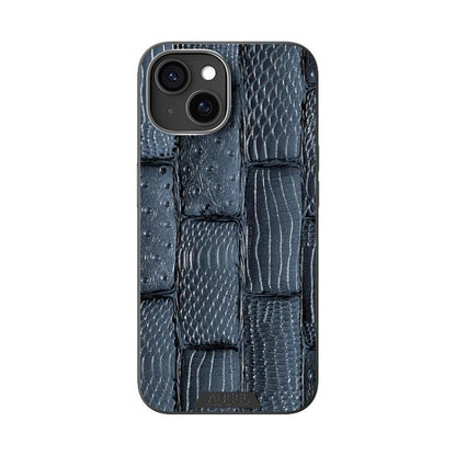 For iPhone 14 Plus ABEEL Beast Pattern 6D Micro-Embossed MagSafe Genuine Leather Phone Case(Blue) - iPhone 14 Plus Cases by buy2fix | Online Shopping UK | buy2fix