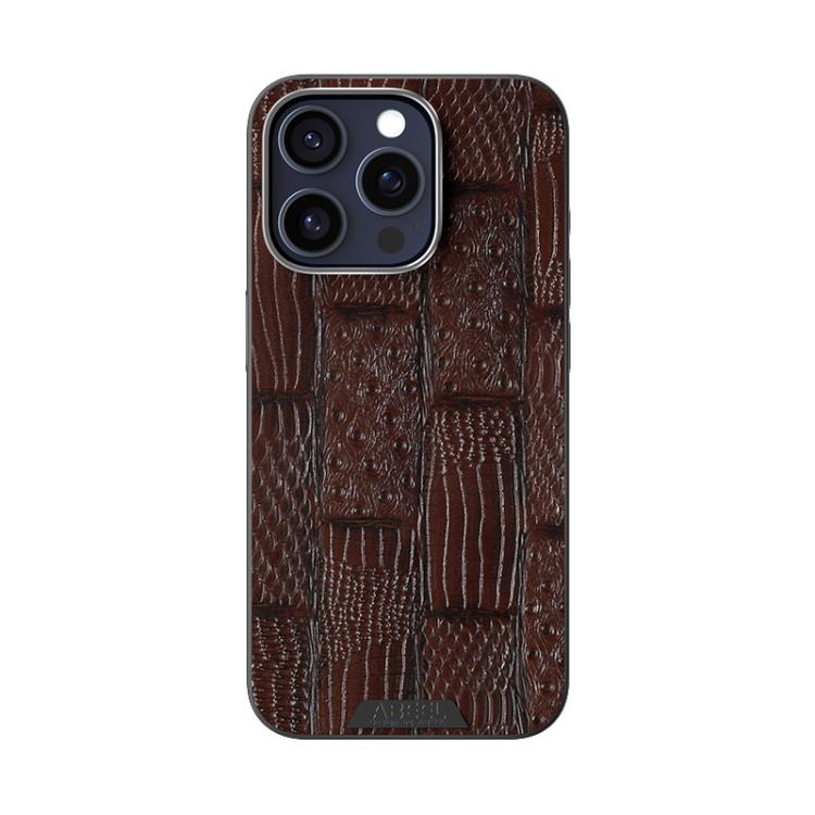 For iPhone 14 Pro ABEEL Beast Pattern 6D Micro-Embossed MagSafe Genuine Leather Phone Case(Brown) - iPhone 14 Pro Cases by buy2fix | Online Shopping UK | buy2fix