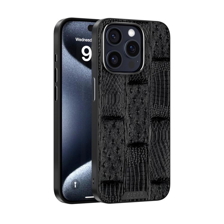 For iPhone 14 Pro Max ABEEL Beast Pattern 6D Micro-Embossed MagSafe Genuine Leather Phone Case(Black) - iPhone 14 Pro Max Cases by buy2fix | Online Shopping UK | buy2fix