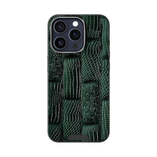 For iPhone 13 Pro ABEEL Beast Pattern 6D Micro-Embossed MagSafe Genuine Leather Phone Case(Green) - iPhone 13 Pro Cases by buy2fix | Online Shopping UK | buy2fix