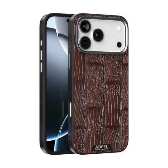 For iPhone 18 Pro / 17 Pro ABEEL Beast Pattern 6D Micro-Embossed MagSafe Genuine Leather Phone Case(Brown)