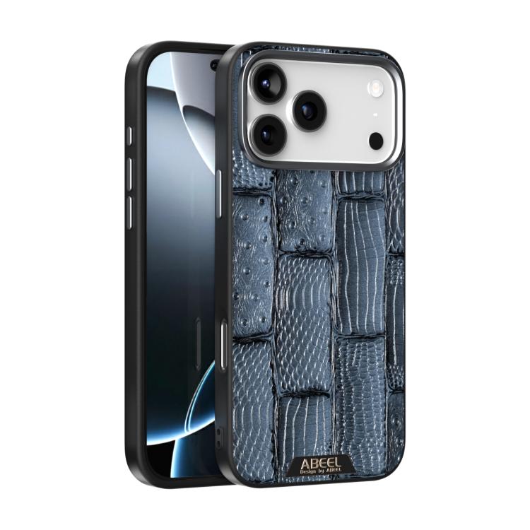 For iPhone 17 Pro ABEEL Beast Pattern 6D Micro-Embossed MagSafe Genuine Leather Phone Case(Blue) - iPhone 17 Pro Cases by buy2fix | Online Shopping UK | buy2fix