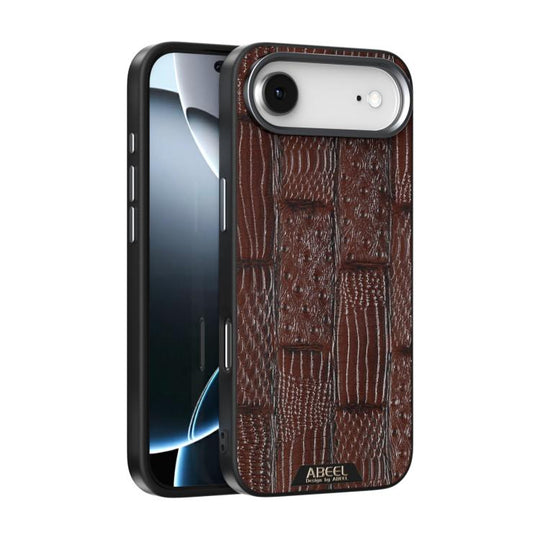 For iPhone Air ABEEL Beast Pattern 6D Micro-Embossed MagSafe Genuine Leather Phone Case(Brown)