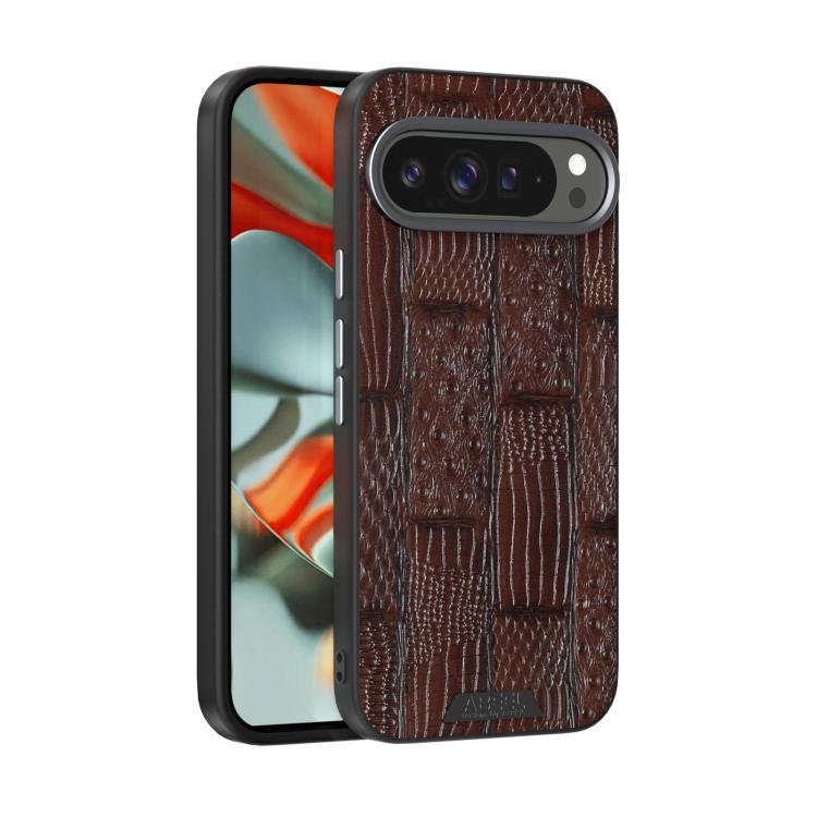 For Google Pixel 10 Pro XL ABEEL Beast Pattern 6D Micro-Embossed MagSafe Genuine Leather Phone Case(Brown) - Google Cases by buy2fix | Online Shopping UK | buy2fix