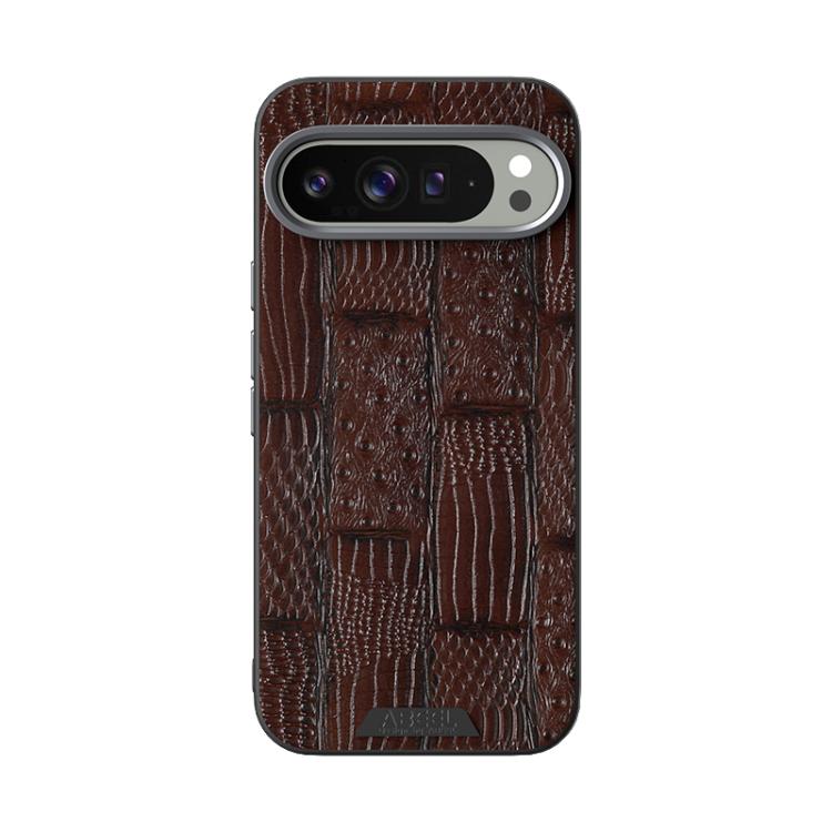 For Google Pixel 10 Pro XL ABEEL Beast Pattern 6D Micro-Embossed MagSafe Genuine Leather Phone Case(Brown) - Google Cases by buy2fix | Online Shopping UK | buy2fix