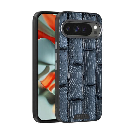 For Google Pixel 10 Pro XL ABEEL Beast Pattern 6D Micro-Embossed MagSafe Genuine Leather Phone Case(Blue) - Google Cases by buy2fix | Online Shopping UK | buy2fix